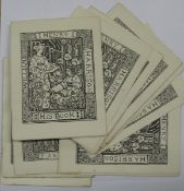 EX-LIBRIS BOOKPLATE, a cache of Art Nouveau bookplates for William Henry Harrison, in the style of