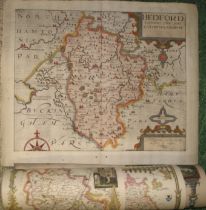 [MAPS] SAXTON & KIP "Bedford. Comitatus olim pars Cathifuclanorum", h-col'd engr. map, unframed,