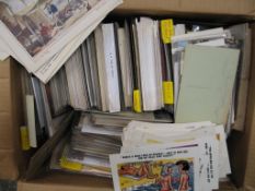 POSTCARDS, a box of overseas cards incl. Israel; & a collection (incl. many duplicates) of "funnies"
