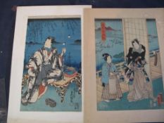 JAPAN: two 19th century Ukiyoe woodblock prints.