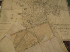 A group of 6 folding part maps on linen, all with condition issues, mould etc. (6).