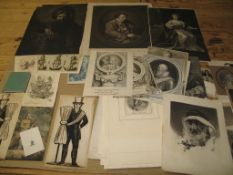 A large collection of miscellaneous antique prints, portraits and decorative (Q).