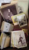 CARTE-DE-VISITE / PHOTOGRAPHS: wooden box of CDV's, cabinet cards, plus a CDV album, includes
