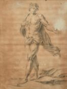 Bossi, 18th Century Italian School, a male figure in a landscape, charcoal heightened in white,