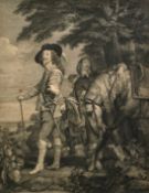 Strange after Van Dyke, a portrait of Charles I in the hunting field, engraving, 24.5" x 18" (62 x