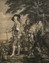 Strange after Van Dyke, a portrait of Charles I in the hunting field, engraving, 24.5" x 18" (62 x