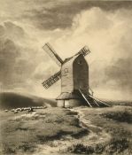 Norman Hirst (1862-1956), A Windmill on the Downs, mezzotint, signed in pencil, 10" x 8.5" (25.5 x