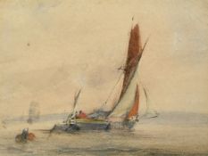 Edwin Hayes (1820-1904), yachts rounding a buoy, watercolour, 3.25" x 4.5" (8 x 11cm).