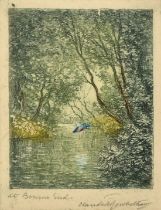 Claude Hamilton Rowbotham (1864-1949), 'The Haunt of the Kingfisher at Bourne End', etching and