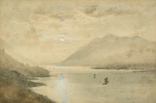 Attributed to Arthur Severn (1842-1931), 'Lake District', watercolour, gallery label verso, 6.25"