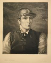 Richard Josey after Rosa Corder, the jockey Fred Archer in racing silks, mezzotint, signed in pencil