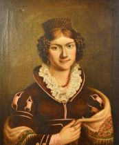 Early 19th Century English School, a portrait of a lady with a lace collar, oil on canvas, 24" x 20"