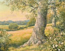 Mervyn Goode (20/21st Century), 'Dogroses under the Oak, Early Summer', oil on canvas, signed, 8"