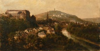 19th Century, probably German School, a pair of landscape scenes one with a riverside city, the