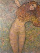 Kanwaldeep Singh Kang 'Nicks', (1964-2007), 'Yvette', a female nude with golden garlands in her
