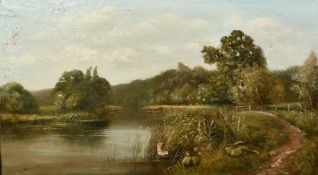 Henry John Kinnaird (1861-1929), 'On the Thames Above Henley', oil on canvas, signed, inscribed