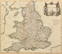 Robert Morden, 'England', a hand coloured map, 14.5" x 16.5" (37 x 42cm), along with a hand coloured