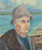 Tom McAssey, study of a fisherman, possibly an Aran islander, oil on board, signed, 19" x 16" (48