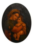 Early 19th Century, After Raphael, 'Madonna della Seggiola', oil on elm panel, Circa 1850, 20.5" x