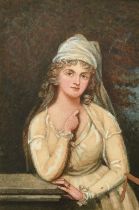 19th Century English School, a portrait of Lady Townsend, watercolour, 8.75" x 6" (22.5 x 15cm),