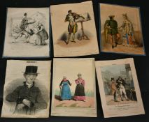 A collection of French caricature lithographs, unframed, some a/f, (q).