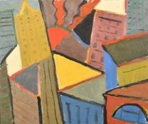 Kanwaldeep Singh Kang 'Nicks', (1964-2007), an abstract cityscape, oil on canvas, signed and dated