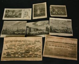 A collection of 19th Century maritime etchings and engravings, two with Nelson interest, unframed,