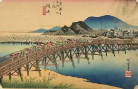 After Hiroshige, two 19th/20th Century Japanese woodblock prints, each 8.5" x 13" (22 x 33cm), a/