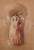 William Spencer Bagdatopolus (1888-1965), an Eastern bride and groom at a wedding, watercolour,