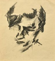 Manner of Bomberg, a charcoal drawing of a head, 14" x 13" (36 x 33cm), along with an Arts Council