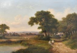Walter Heath Williams (1835-1906), A pair of extensive landscapes, one with a figure on a track