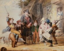 Robert Farrier (1796-1879), 'Playing Soldiers', watercolour, signed with initials, 9" x 11.75" (23 x