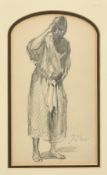 Circle of Augustus John, a study of a North African figure, pencil, bears signature, 8.25" x 4.