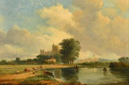 Alfred Vickers (19th Century), a view of Windsor Castle with Eton Chapel in the distance, oil on