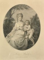 After Romney, Lady Hamilton as a Bacchante', along with six other similar prints by different hands,