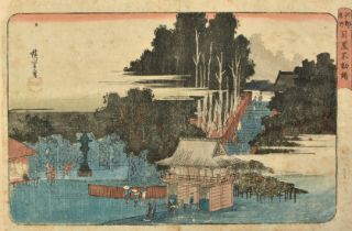 Hiroshige, two 19th Century Japanese woodblock prints, each 10" x 14" (25 x 36cm), a/f, (2).