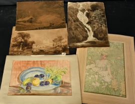 A large collection of unframed watercolours, (q).