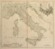 Robert Gilles, 'Carte de L' Italie dans laquelle sont tracees les Routes des Postes', outline