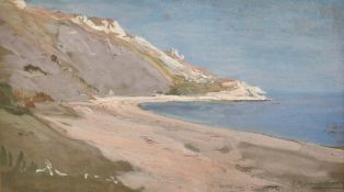 George Percy Jacomb-Hood (1857-1929), 'Whitenose Bay, Dorset', gouache, signed and inscribed, 8" x