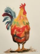 Claire Norrington (b. 1969), a study of a cockerel, watercolour, signed Claire Shirley, 14" x 10.