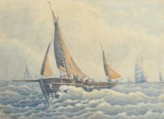 W. Gorman, late 19th Century, vessels in heavy seas possibly off Ramsgate, watercolour, signed and