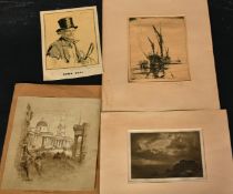 A collection of mainly 20th Century etchings, wood engravings and lithographs. Various subjects,