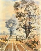 Edward Wesson (1910-1983), a view of a country track, watercolour, signed, 17" x 14" (43 x 36cm).