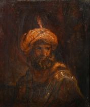 19th Century, a head and shoulders portrait of an Eastern soldier, possibly Turkish, oil on oak