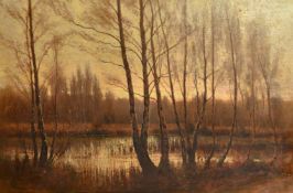 Arthur Harding Norwood (Early 20th Century), a riverside landscape at dusk, oil on canvas, signed