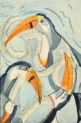Mid-20th Century, a sketch of Toucans, possibly for Guiness advertising, watercolour and charcoal,