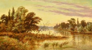 E. Lancaster Hooper (19th Century) British, 'Streatley on Thames, Evening', oil on canvas, signed,