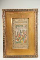 A VERY FINE LARGE 19TH CENTURY INDIAN MINIATURE PAINTING, depicting a scene with various figures and