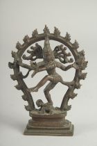 A FINE 19TH CENTURY SOUTH INDIAN BRONZE FIGURE OF SHIVA, 10cm high.