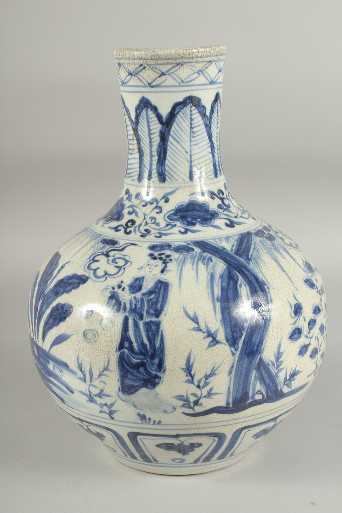 A CHINESE BLUE AND WHITE PORCELAIN VASE, painted with figures and glazed five-character mark to - Image 2 of 6